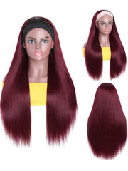 [2 Wigs $109] Headband 22" Burgundy Wig & 12" BOB Natural Color Wig