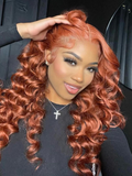 Petaluxe 13x4 Lace Front Body Wave Wig Ginger Brown 150% Density Pre plucked Hairline