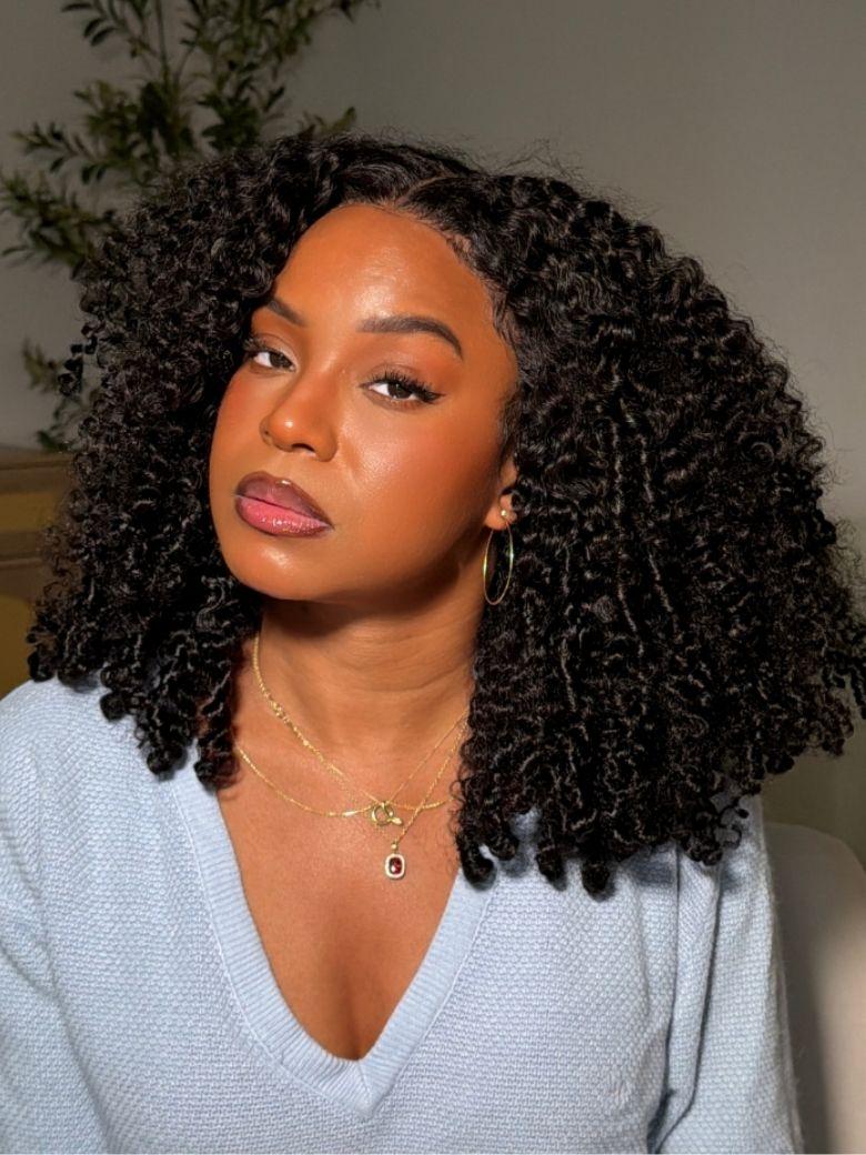 7x5 Bye-Bye Slip? Curly Texture 100% Human Hair Wig With Finger Coil Ends