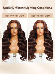 13x4 Pre-Everything? Lace Frontal Dark Auburn Loose Wave Wig with Face Framing Layers