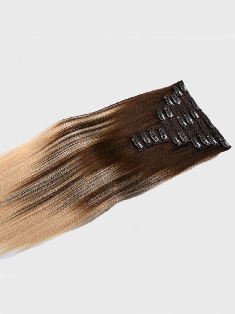 Warm Brown & Honey Blonde Ombre Human Hair Clip In Extension