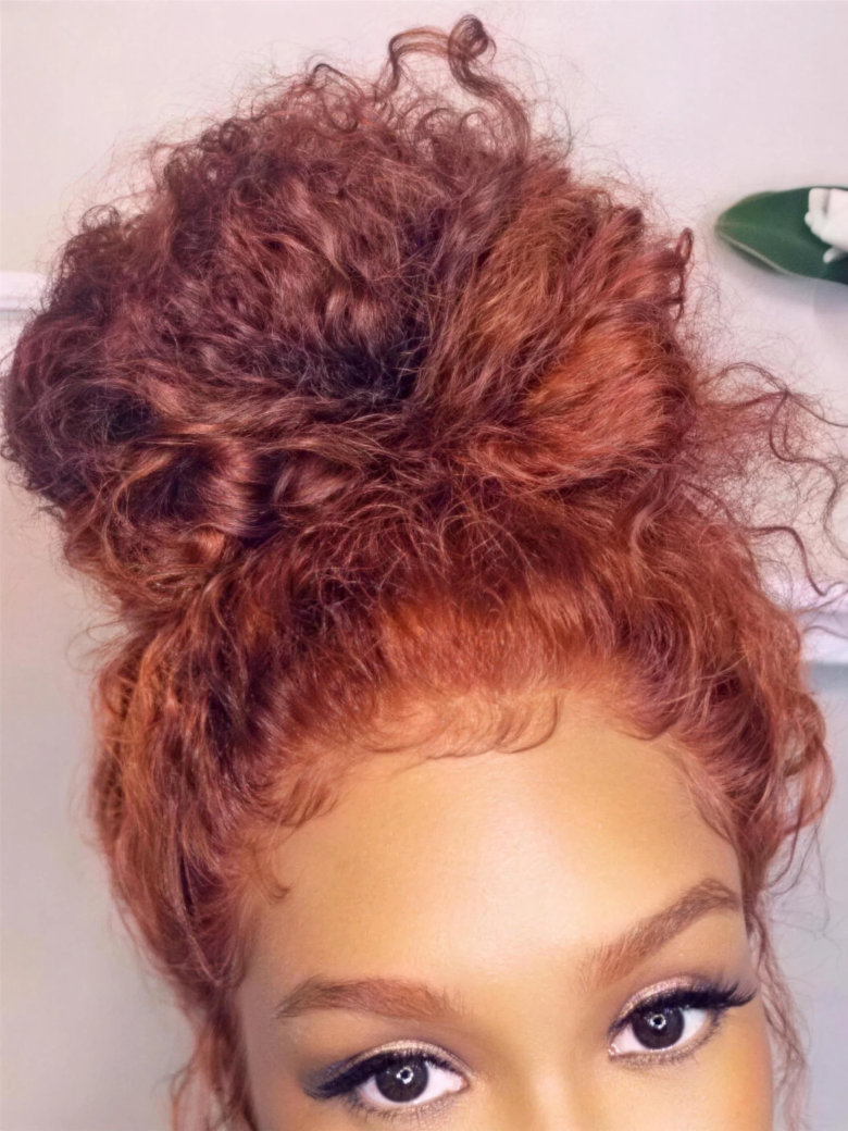 [Flash Sale] 4x0.75 Lace Part 150% Density Ginger Color Jerry Curly Human Hair Wig