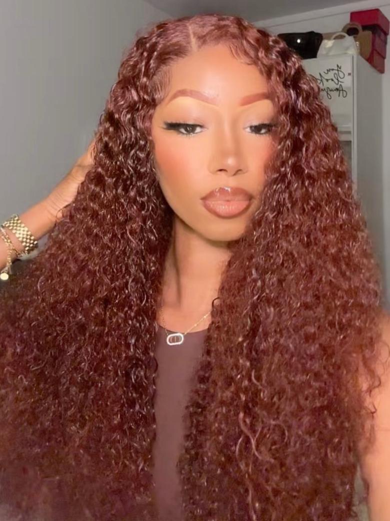 Mahogany Red Brown Jerry Curl 3Pcs 100% Remy Human Hair Bundles