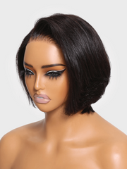 Bye-Bye Knots Wig 7x5 Lace Black Feathered Bob Wig