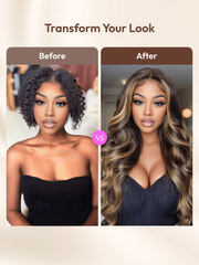 Bye-Bye Knots Wig 7x5 Lace Loose Wave Butterscotch Highlights Brown Bouncy Wig 150% Density