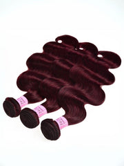 Pure Color Virgin Hair Body Wave 3 Bundles Burgundy Hair Weave Bundles #99j Colored Hair Icenu Series