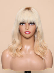 SAMANTHA-14" MONO & SWISS LACE BODY WAVE HUMAN HAIR WIG