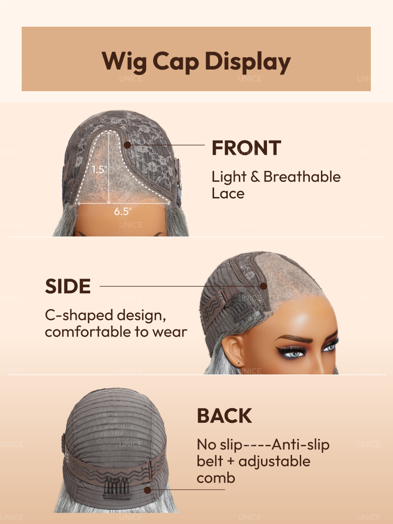 Bossy-Chic Salt and Pepper Side Part Blowout Layered Bob Glueless Wig 6.5x1.5 Lace