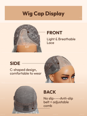Bossy-Chic Salt and Pepper Side Part Blowout Layered Bob Glueless Wig 6.5x1.5 Lace