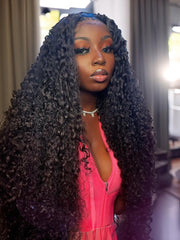 Jerry Curly Wigs 150% Density Lace Part Wig Natural Hair Line Glueless Wigs