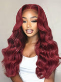 Petaluxe 13x4 Pre-Everything Lace Frontal Burgundy Loose Wave Wig