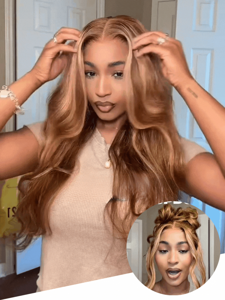 Bye-Bye Knots Wig Pre-Cut 7x5 Glueless Lace & 13x4 Pre Everything Honey Blonde Body Wave Wig With Bleached Clean Knots