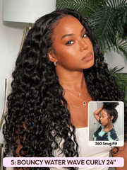 [All 13x4 Front] 200%/ 150% Density Wide Front Lace Fluffy Loose Wave/ Chocolate Brown/ Side Swept Bangs/ Bouncy Water Wave Curly/ Burnt Orange Wigs