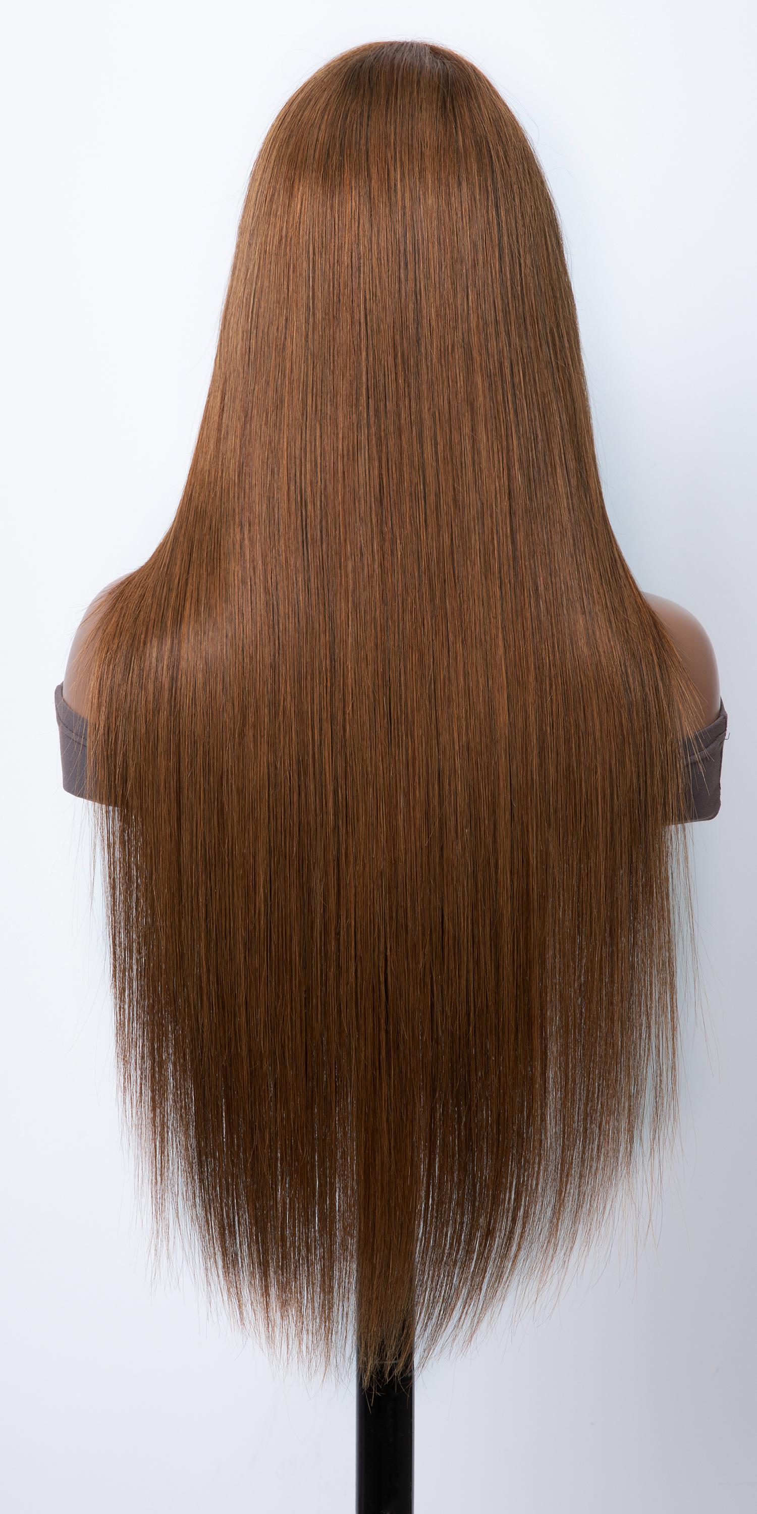 Glueless Dark Brown Hair Color Layer Cut Bang Wig Fast Install in 5 Mins