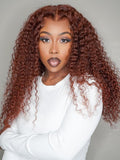 Petaluxe Dark Auburn Jerry Curl Remy Human Hair 3 Bundles With Closure Deal