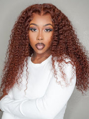 Dark Auburn Jerry Curl Remy Human Hair 3 Bundles With Closure Deal