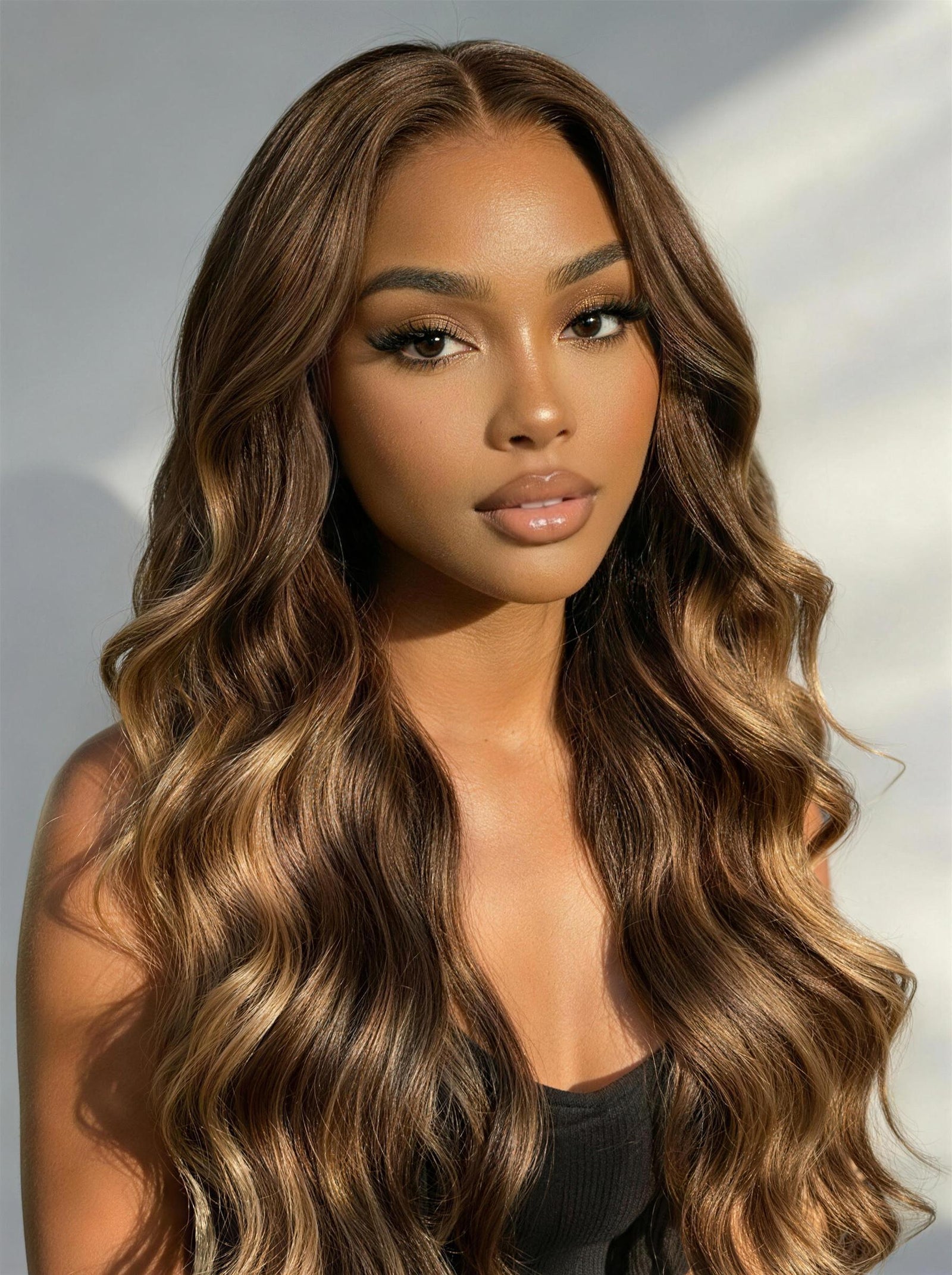 Bye-Bye Slip? 7x5 Lace Deep Brown with Caramel Higlights Loose Wave Drawstring Glueless Wig