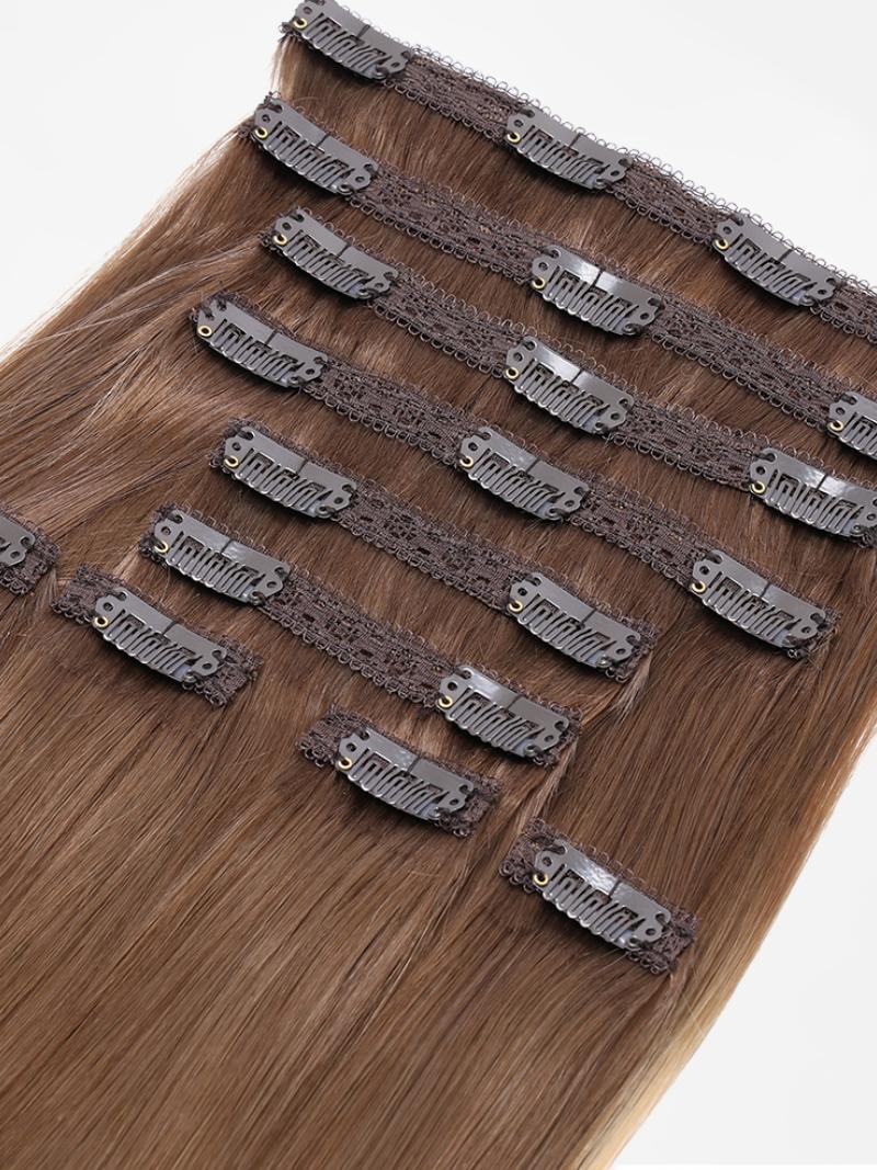 Ash Blonde & Strawberry Blonde Ombre Human Hair Clip In Extension