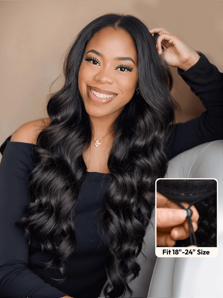 Pull & Go™ U Part / EasiContour V Part Hair Wig‎ Natural Color Body Wave Wigs For Women