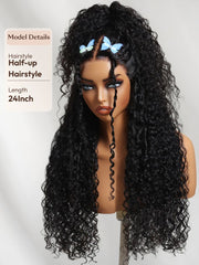 Bye-Bye Knots? 7x5 Lace Natural Black 4D Mixed Texture Burmese Curly Wig with Invisi Drawstring