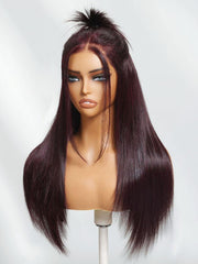 7x5 ByeBye Knots? Super Melted Lace Frontal Black Cherry Layered Straight Wig