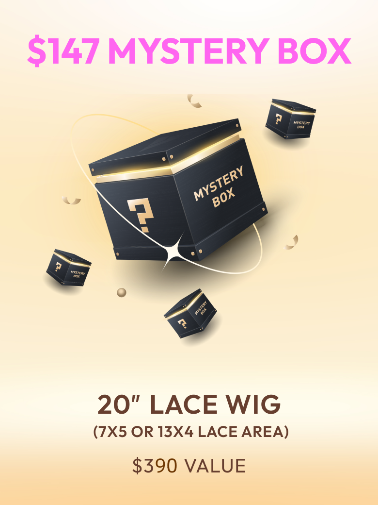 $147 Lucky Black Box Get 20" 7x5 or 13x4 Bye Bye Knots Wig Value $390