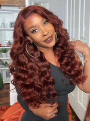13x4 Lace Front Body Wave Transparent Lace Wigs Copper Brown Perfect Color For Women