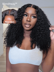 28'' 5x5 HD BlendAway Lace Closure Black Glueless Jerry Curly/Kinky Curly Human Hair Wig