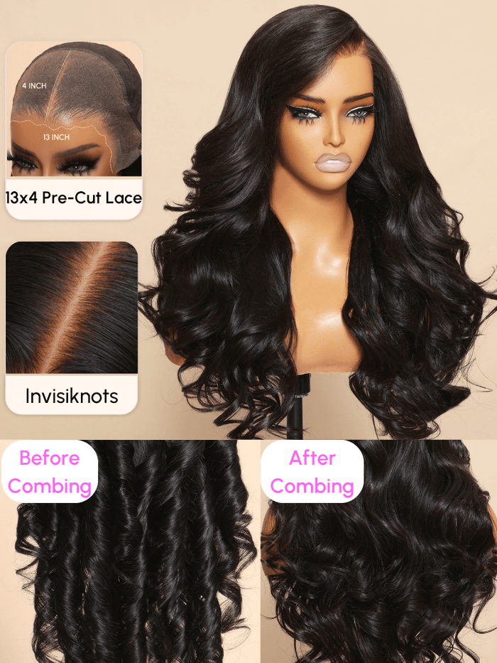 24'' Petaluxe 13x4 Lace Front Super Secure 3D Body Wave Wig Real Ear To Ear Pre-Cut & Pre-Pluck & Pre-Bleached Pre-Everything Wig