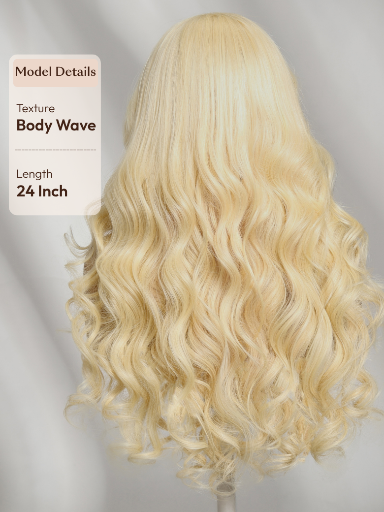 13x4 Bye Bye Slip? Lace Frontal 613 Blonde Straight/ Body Wave Glueless Wig with Invisi Drawstring For Beginners