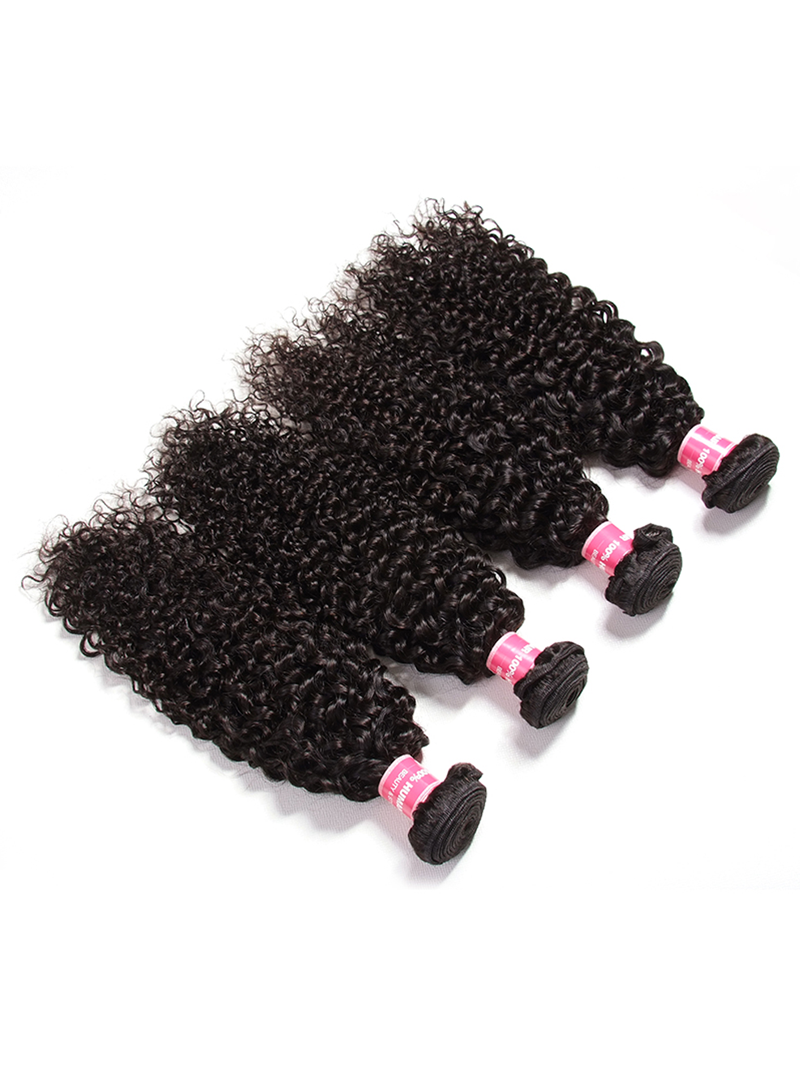 Jerry Curly Hair 4 Bundles with Upgrade T Part Closure Middle Part Virgin Hair for Women