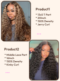 Petaluxe 2 Wigs $148 for 20" 13x5 T Part Lace Front Honey Blonde Curly Wig and 16" Middle Lace Part Kinky Curly Wig