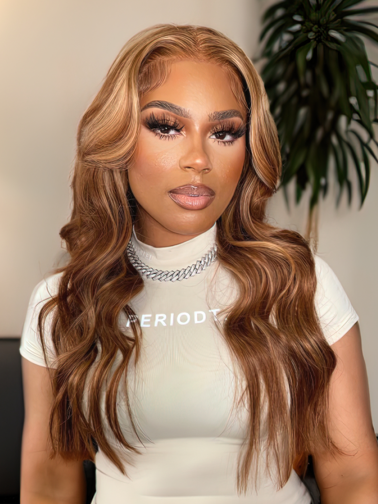 Honey Blonde Body Wave Highlights 13x5 T Part Color Wigs Supernatural and Realistic
