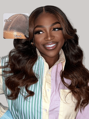 7x5 Bye Bye Knots Wig Glueless Wig Black to Chestnut Brown Ombre Loose Wave Wig With Bleached Knots 150% Density
