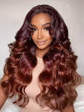 Petaluxe 13x4 Pre-Everything? Lace Frontal Mahogany Brown Loose Wave Wig With Face Framing Layers