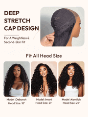 Bye-Bye Slip? Wig Black Water Wave Flexible Mesh Cap Wig with Secure Silicone Strips and Drawstring