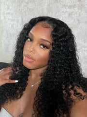 Put On And Go 6x4.5 Pre Cut Lace Curly Black Glueless Air Wig