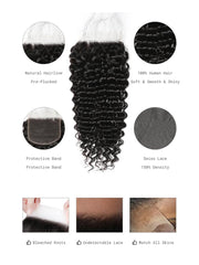 Invisible 5x5 HD Lace Closure Free Part Deep Wave Human Hair With Baby Hair