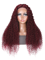 99J Burgundy 4x4 Lace Closure Jerry Curl Human Hair Wig