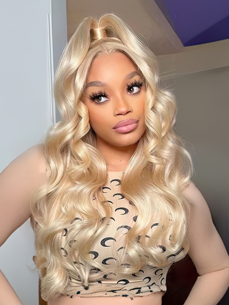 HD Lace 5x5 Closure Melted Hairline Blonde Body Wave Wig
