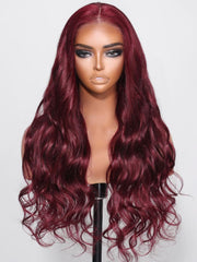 Put On And Go 6x4.5 Pre Cut Lace Body Wave Burgundy Glueless Air Wig