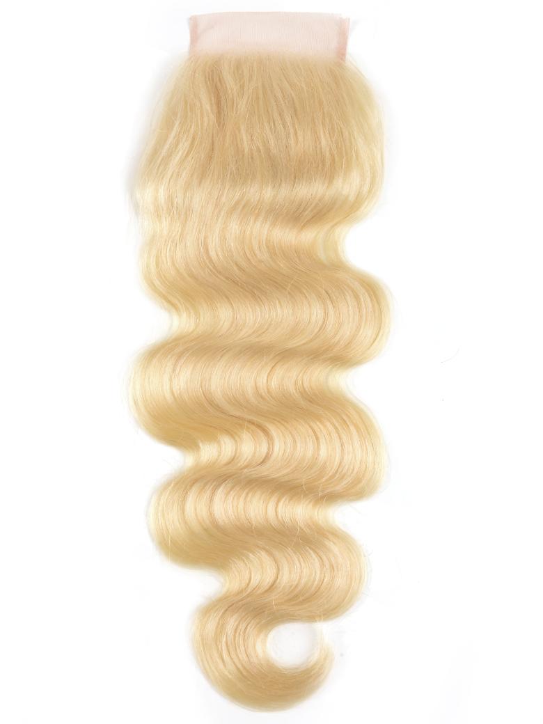 100% Virgin Human Hair 3PCS 613 Blonde Color Body Wave With 4x4 Lace Closure