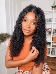 5x5 Pre Cut Undetectable Lace Put On And Go Glueless Curly Human Hair Wig 150% Density