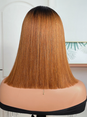 Medium Auburn Blunt Cut Shoulder Length Bob Straight T Part Wig