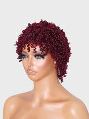 Glueless Burgundy Afro Kinky Curly 100% Human Hair Wig