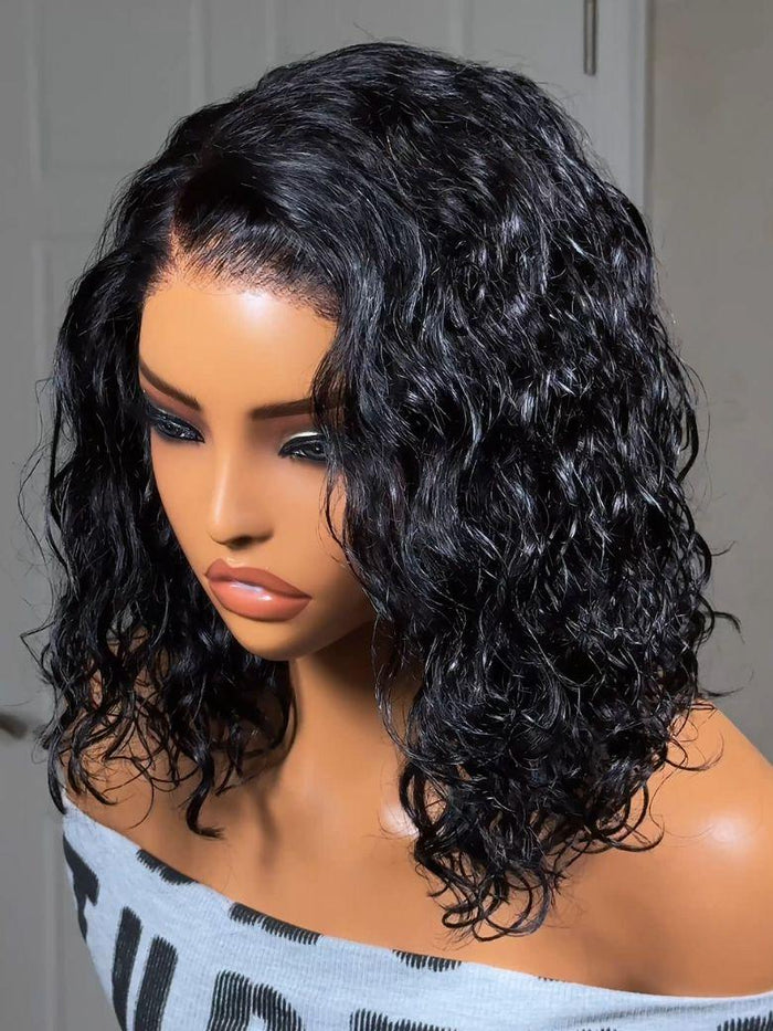 [ 220% Density ] Petaluxe Bye-Bye Slip? 6X4 Glueless Lace "C" Side Part Loose Wavy Bob Drawstring Wig For Beginners