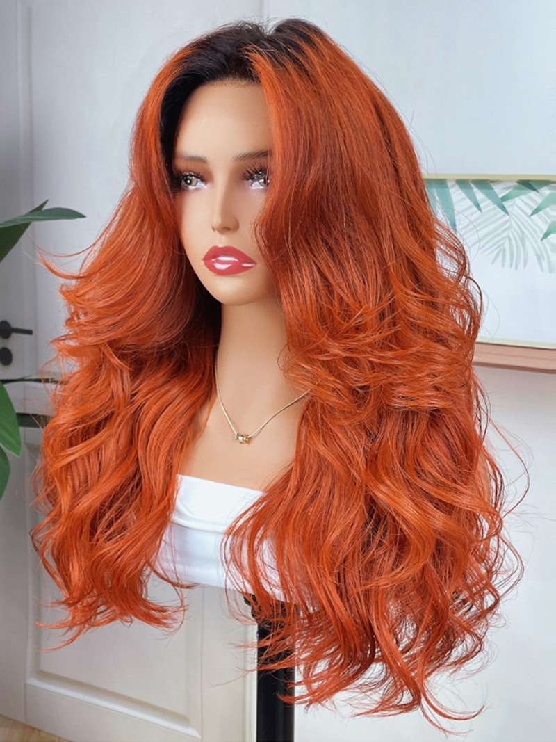 Cinnamon Brunette Loose Wave 13x4 Lace Frontal Wig With Dark Roots