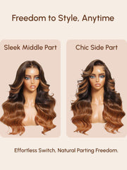 13x4 Pre-Everything? Lace Frontal Auburn Ombre Loose Wave Drawstring Wig With Face Framing Layers
