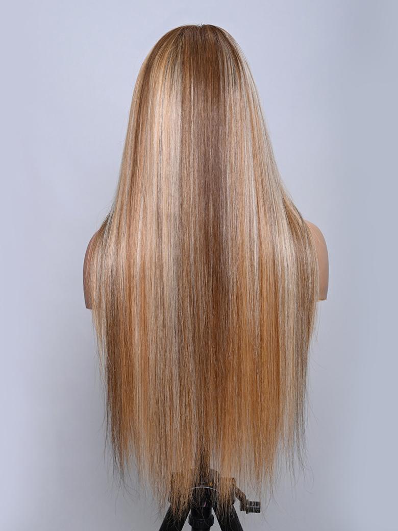 13x6 Lace Front Blonde Omber Balayage Highlight Straight Wig