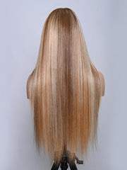 13x6 Lace Front Blonde Omber Balayage Highlight Straight Wig